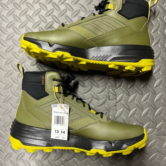 Adidas Terrex Unity Leather Mid Cold RDY Men's 13 Hiking Boots Olive NEW… - Picture 9 of 14